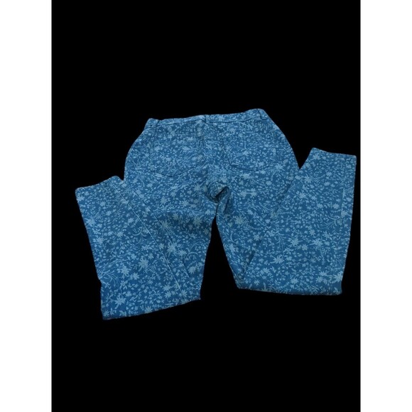 Time and Tru Pull On Pants Size S Floral Denim High Rise Stretch Fitted - Picture 2 of 8
